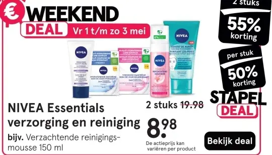 Aanbieding: NIVEA Essentials verzorging en reiniging