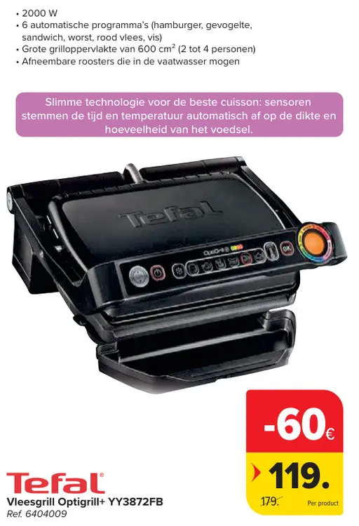 Promotie: Vleesgrill Optigrill+ YY3872FB