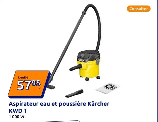 Offre: Aspirateur eau et poussière Kärcher KWD 1