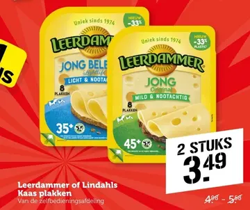 Aanbieding: Leerdammer of Lindahls Kaas plakken