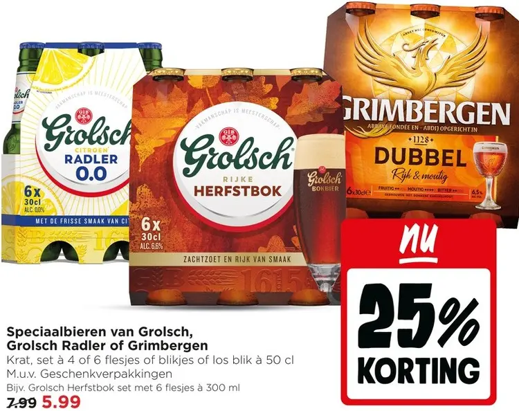 Aanbieding: Speciaalbieren van Grolsch, Grolsch Radler of Grimbergen