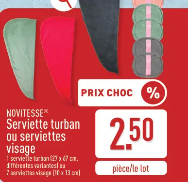 Offre: Serviette turban ou serviettes visage