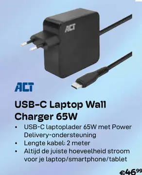 Aanbieding: USB-C Laptop Wall Charger 65W