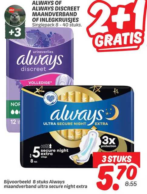 Aanbieding: Always Discreet Maandverband of Inlegkruisjes