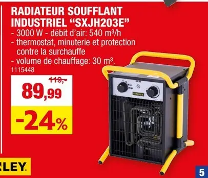 Offre: Stanley Industrial radiateur soufflant électrique 3000W