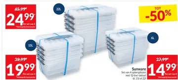 Aanbieding: Sunware Set van 4 opbergdozen met 'Q-line'-de
