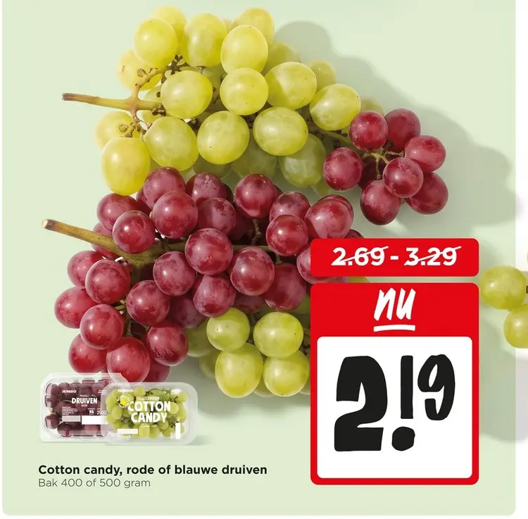Aanbieding: Cotton candy, rode of blauwe druiven