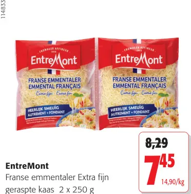 Promotie: Franse emmentaler Extra fijn geraspte kaas
