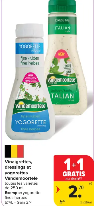 Offre: Vinaigrettes, dressings et yogorettes
