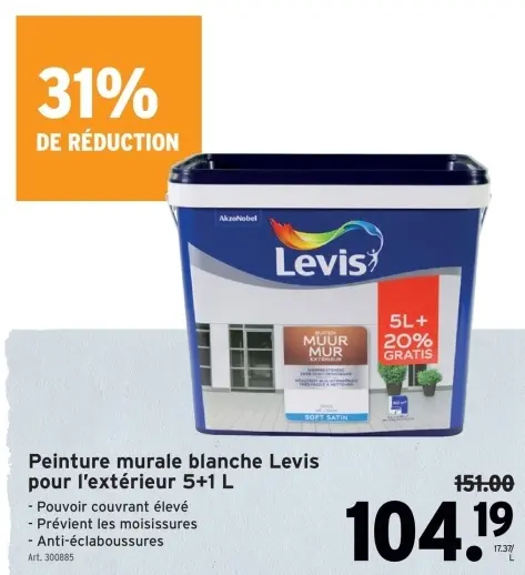 Offre: Peinture murale blanche Levis
