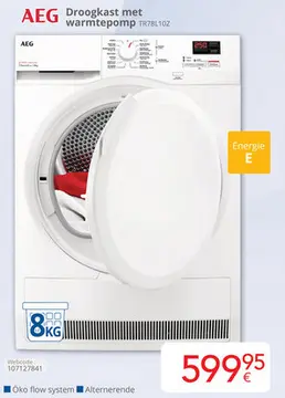 Aanbieding: AEG Droogkast met warmtepomp TR78L10Z