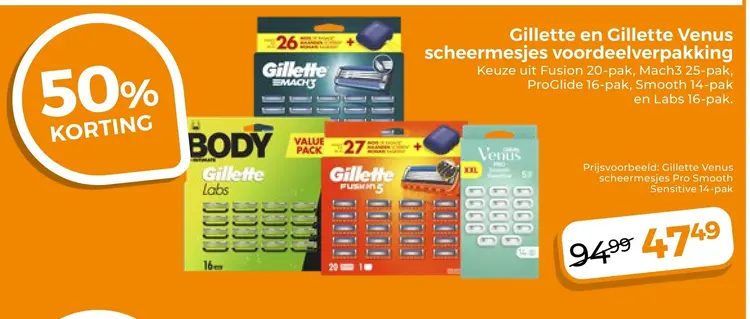 Aanbieding: Gillette en Gillette Venus scheermesjes voordeelverpakking