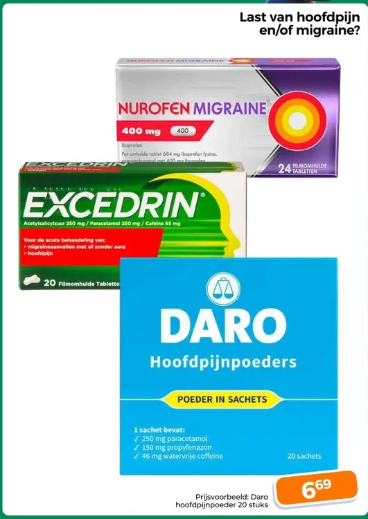 Aanbieding: Daro Hoofdpijnpoeders