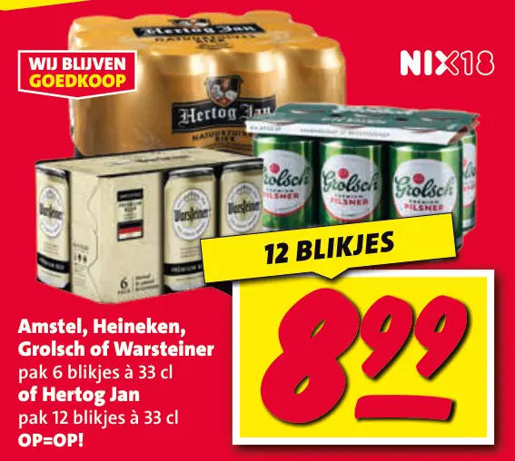 Aanbieding: Amstel, Heineken, Grolsch of Warsteiner of Hertog Jan