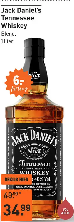 Aanbieding: Jack Daniel's Tennessee Whiskey