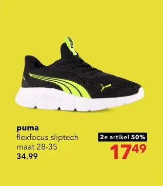 Aanbieding: Puma Flexfocus Sliptech PS kinder sportschoenen zwart geel