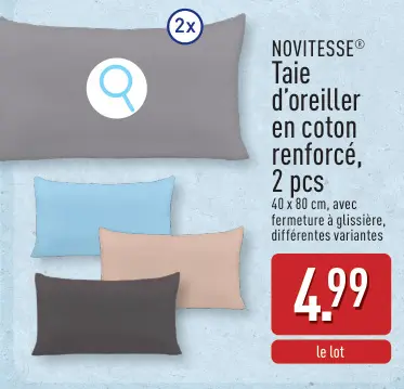 Offre: Taie d'oreiller en coton renforcé
