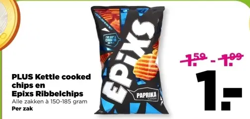 Aanbieding: Kettle cooked chips en Epixs Ribbelchips