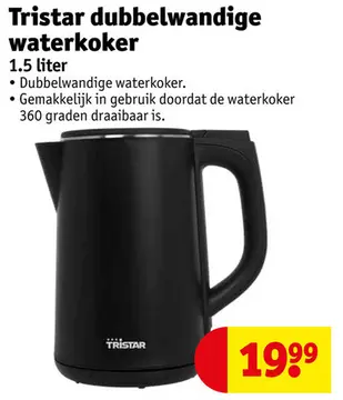 Aanbieding: Tristar dubbelwandige waterkoker