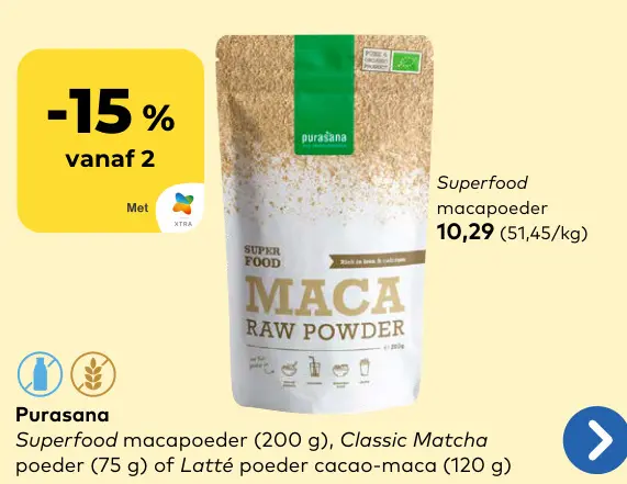 Promotie: Superfood macapoeder, Classic Matcha poeder of Latté poeder cacao-maca