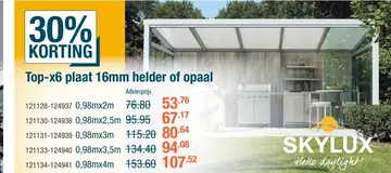 Aanbieding: Top-x6 plaat 16mm helder of opaal