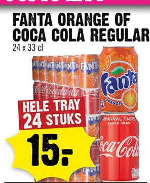 Aanbieding: Fanta orange of Coca Cola regular