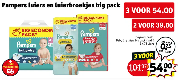 Aanbieding: Luiers en luierbroekjes big pack