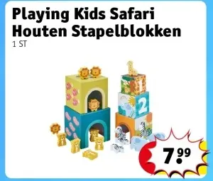 Aanbieding: Playing Kids Safari Houten Stapelblokken