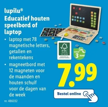 Aanbieding: Educatief houten speelbord of laptop