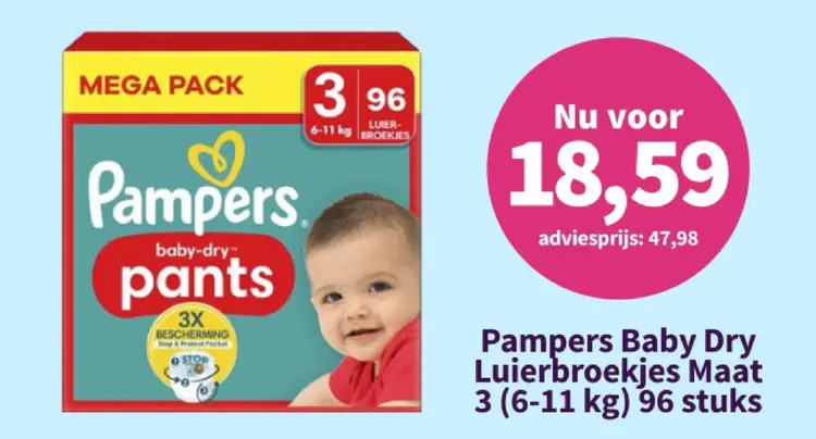 Aanbieding: Pampers Baby Dry Luierbroekjes