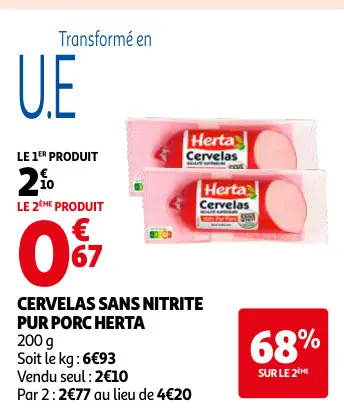 Offre: Cervelas sans nitrite pur porc