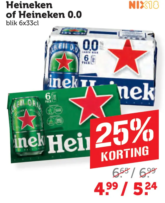Aanbieding: Heineken of Heineken 0.0