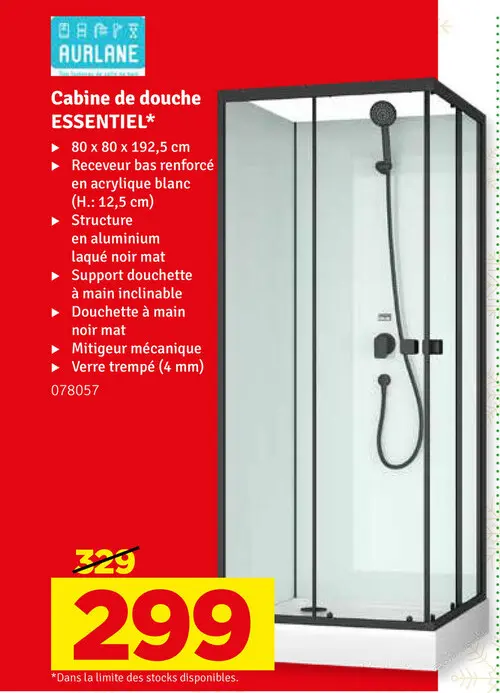 Offre: Cabine de douche ESSENTIEL