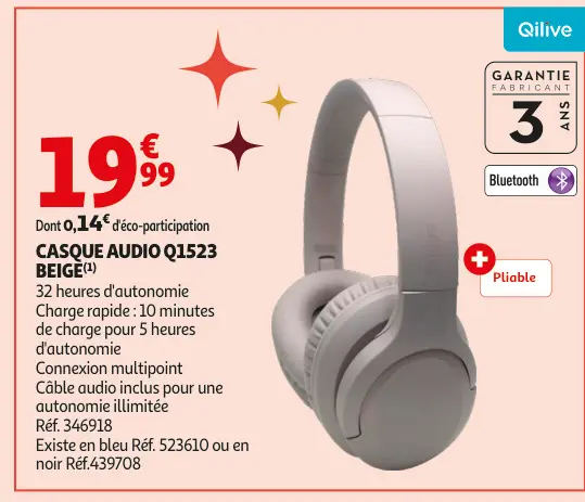 Offre: Casque audio q1523 beige