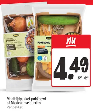 Aanbieding: Maaltijdpakket pokébowl of Mexicaanse burrito