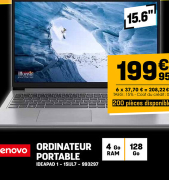 Offre: ORDINATEUR PORTABLE IDEAPAD 1-15IJL7-993297