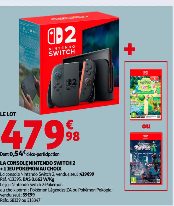 Offre: La console NINTENDO switch 2 + 1 jeu Pokémon 
