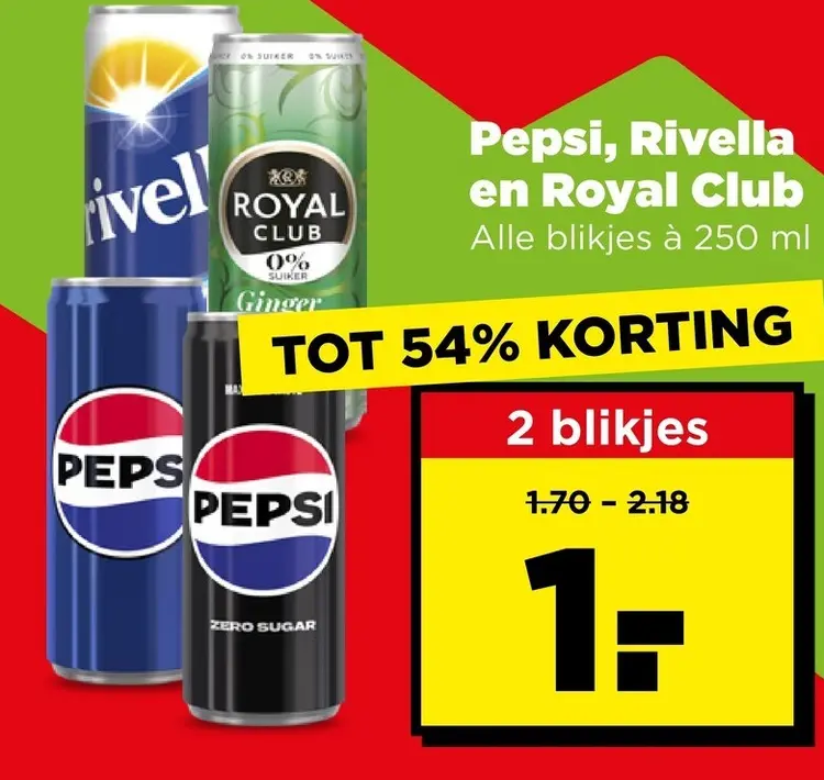 Aanbieding: Pepsi, Rivella en Royal Club