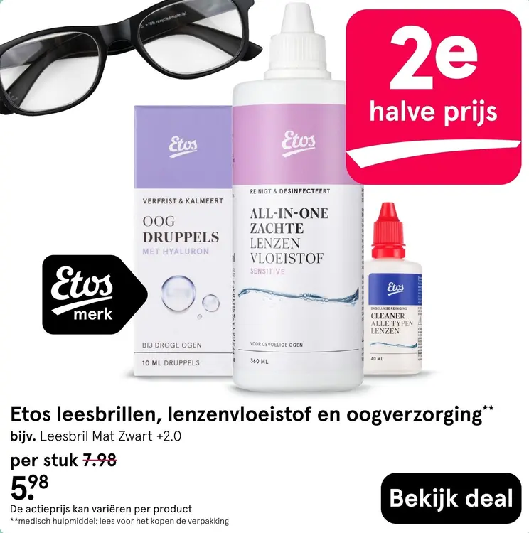 Aanbieding: Leesbrillen, lenzenvloeistof en oogverzorging