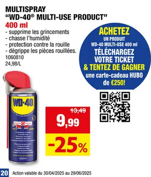 Offre: WD-40 Smart Straw multispray 400ml