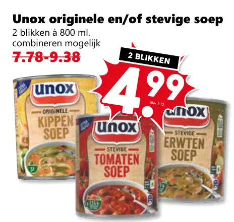 Aanbieding: Unox originele en/of stevige soep