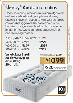 Aanbieding: Matras Sleepy Anatomic