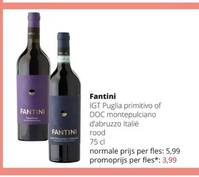 Promotie: IGT Puglia primitivo of DOC montepulciano d'abruzzo rood