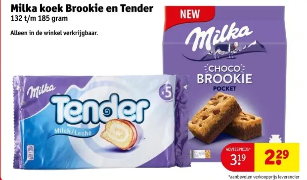 Aanbieding: Milka koek Brookie en Tender