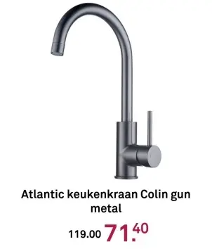 Aanbieding: Atlantic keukenkraan Colin gun metal