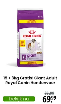 Aanbieding: 15 + 3kg Gratis! Giant Adult Royal Canin Hondenvoer