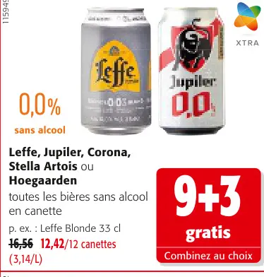 Offre: Leffe, Jupiler, Corona, Stella Artois ou Hoegaarden