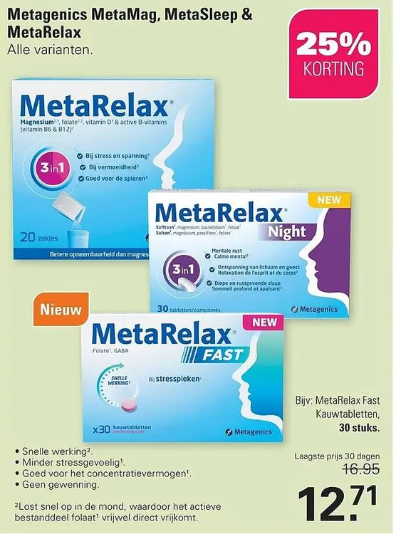 Aanbieding: Metagenics MetaMag, MetaSleep & MetaRelax