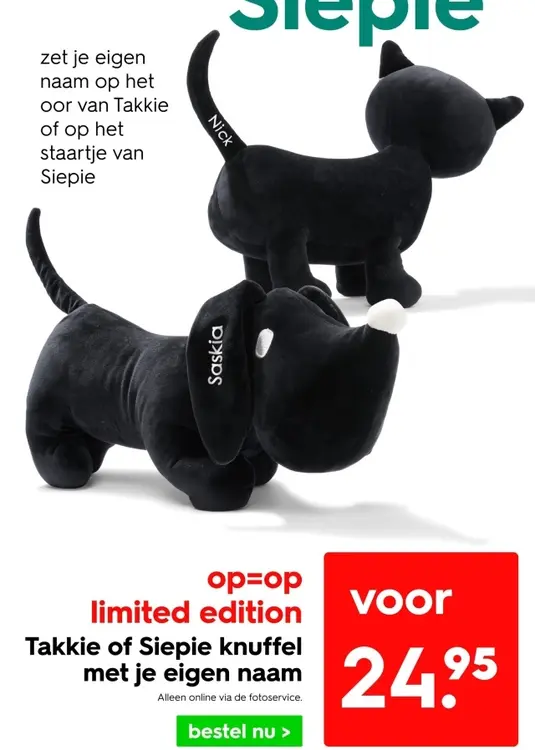 Aanbieding: Takkie of Siepie knuffel