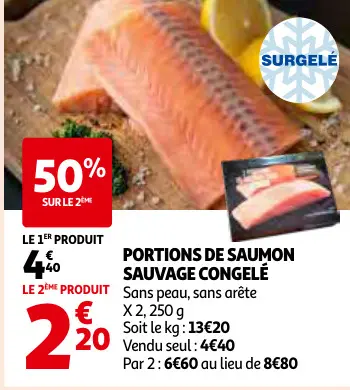 Offre: Portions de saumon sauvage congelé